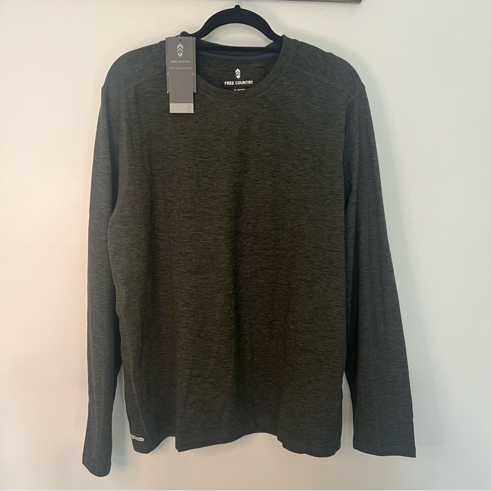 Free Country Men's Olive Long Sleeve Tee NWT